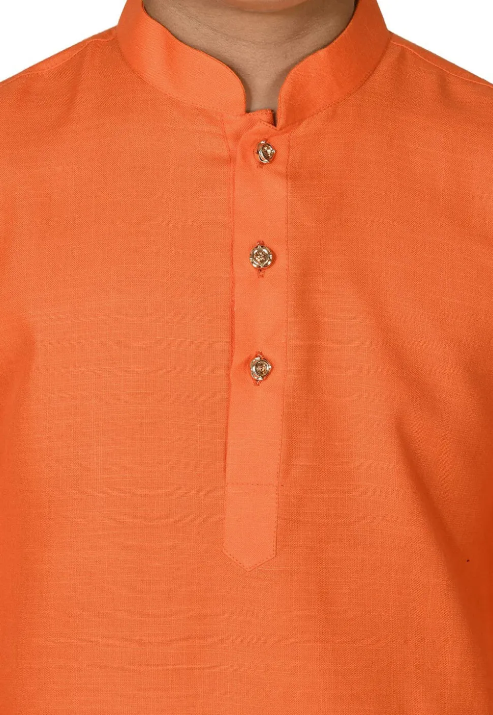 Solid Color Cotton Kurta in Orange