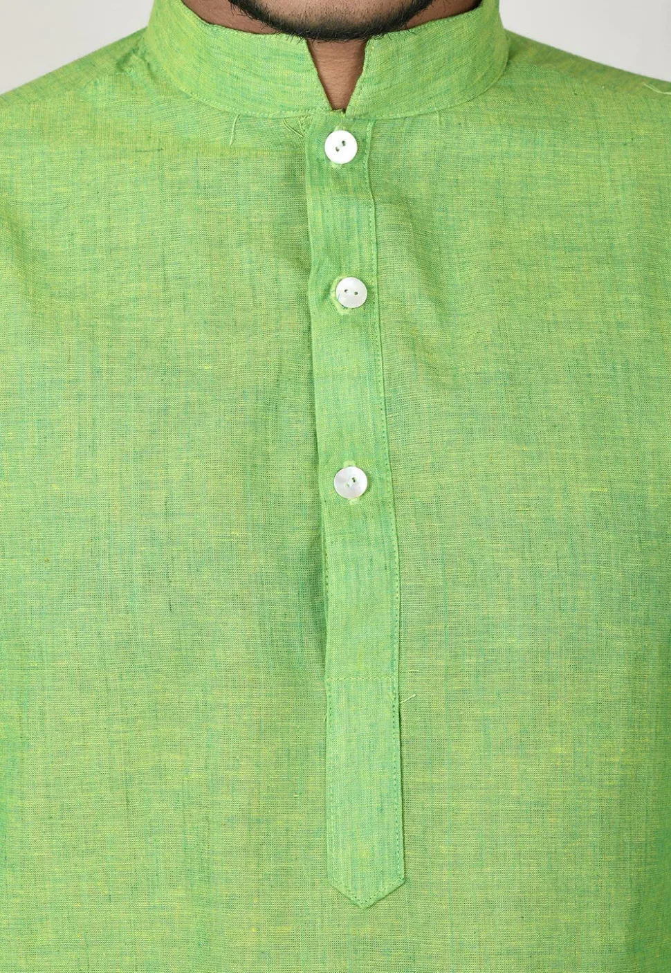 Solid Color Cotton Kurta in Green