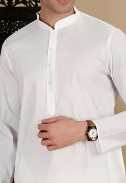Solid Color Cotton Kurta in White