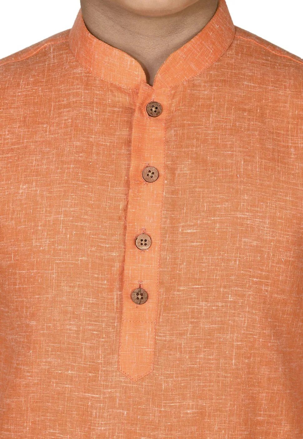 Solid Color Cotton Kurta in Peach