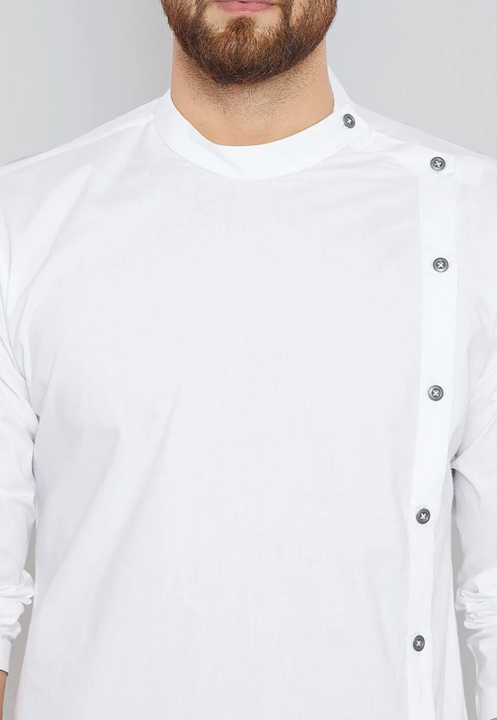 Solid Color Cotton Kurta in White