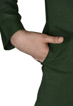 Solid Color Cotton Kurta in Dark Green