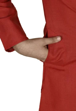 Solid Color Cotton Kurta in Red