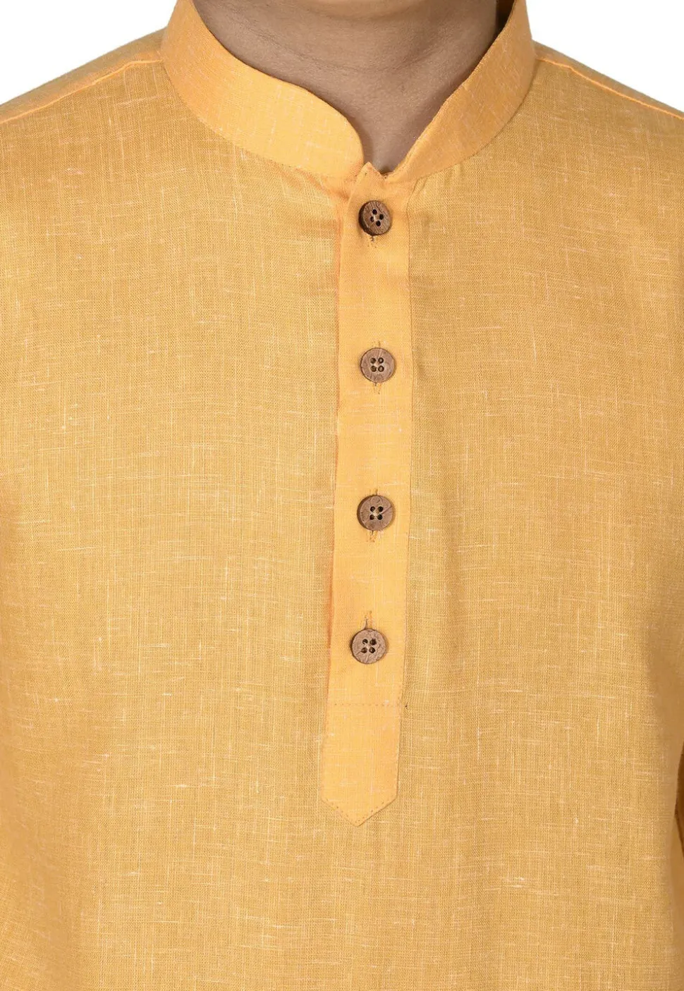 Solid Color Cotton Kurta in Mustard