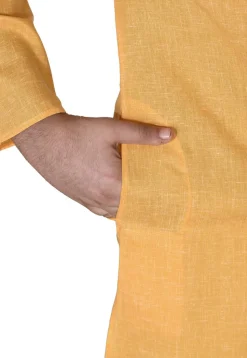 Solid Color Cotton Kurta in Mustard