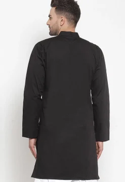 Solid Color Cotton Kurta in Black