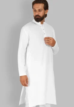 Solid Color Cotton Kurta in White