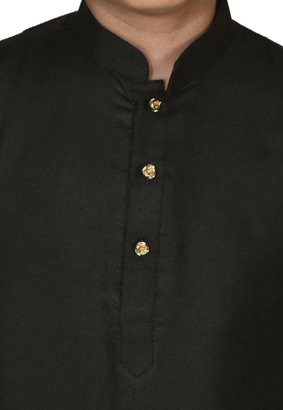 Solid Color Cotton Kurta in Black