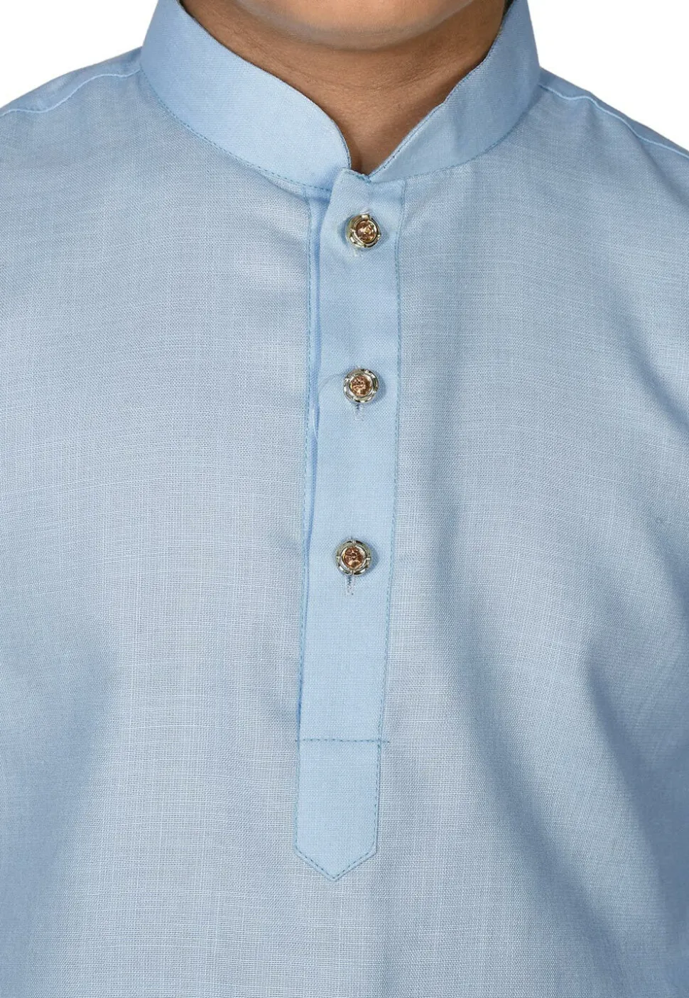 Solid Color Cotton Kurta in Light Blue