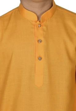 Solid Color Cotton Kurta in Mustard