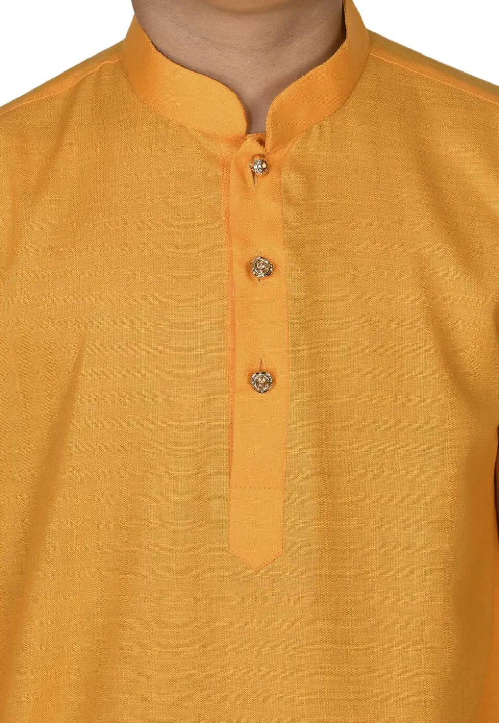 Solid Color Cotton Kurta in Mustard