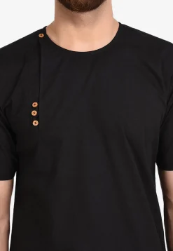 Solid Color Cotton Kurta in Black