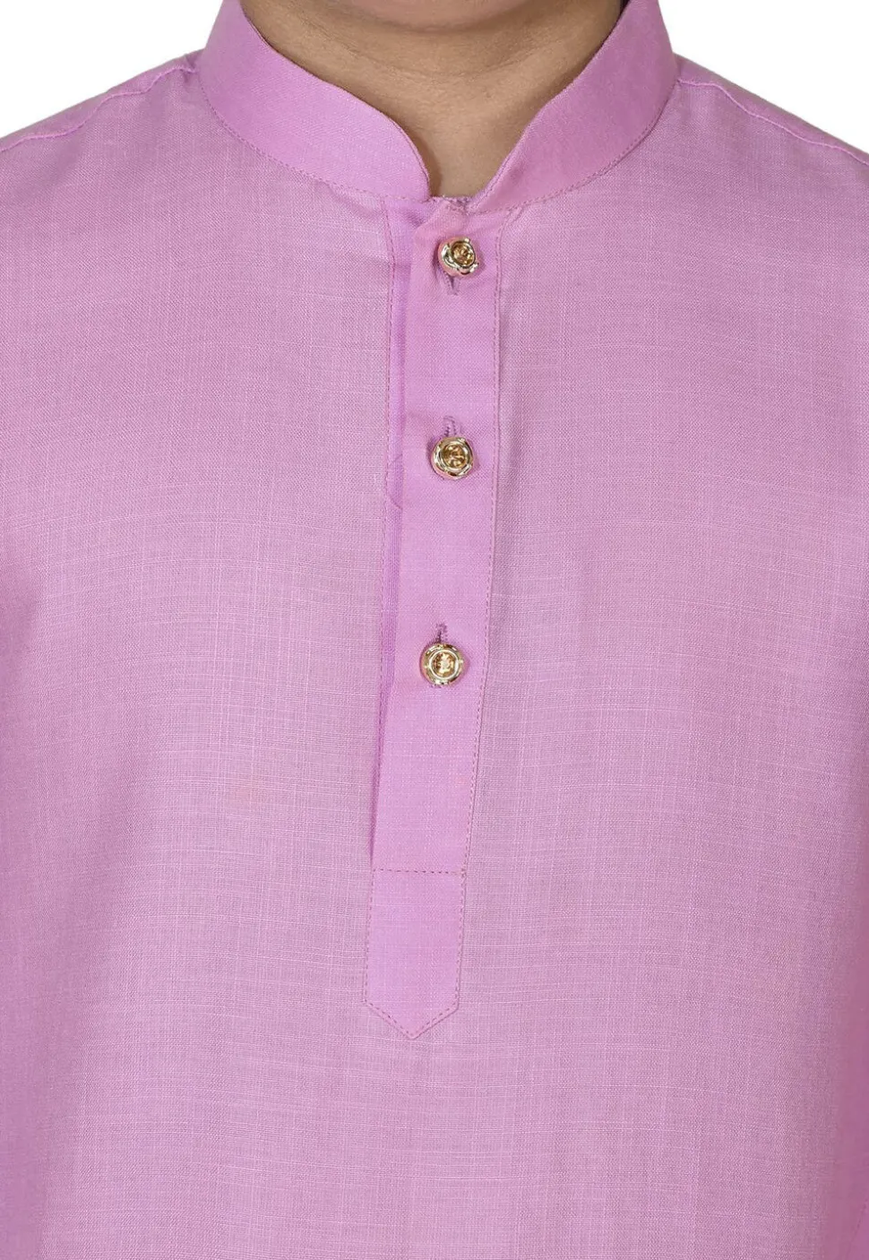 Solid Color Cotton Kurta Set in Pink