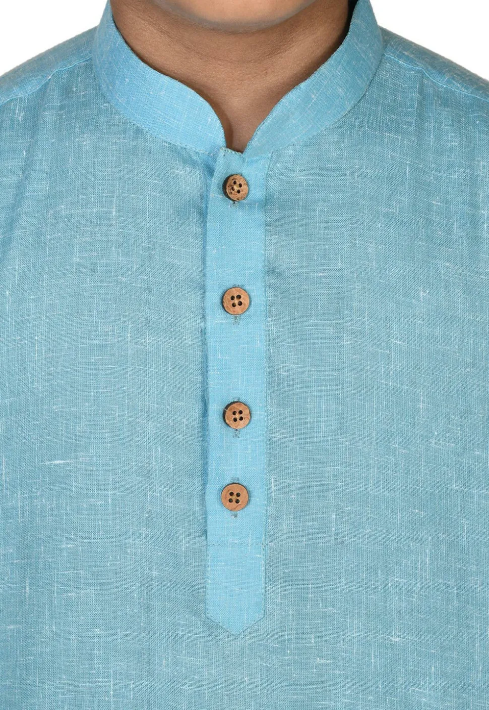 Solid Color Cotton Kurta Set in Sky Blue