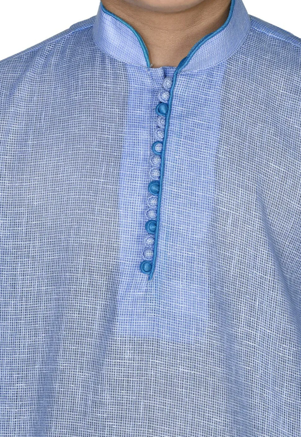 Solid Color Cotton Kurta in Light Blue