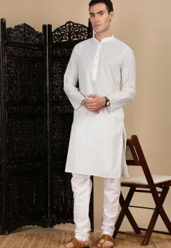 Solid Color Cotton Kurta in Off White