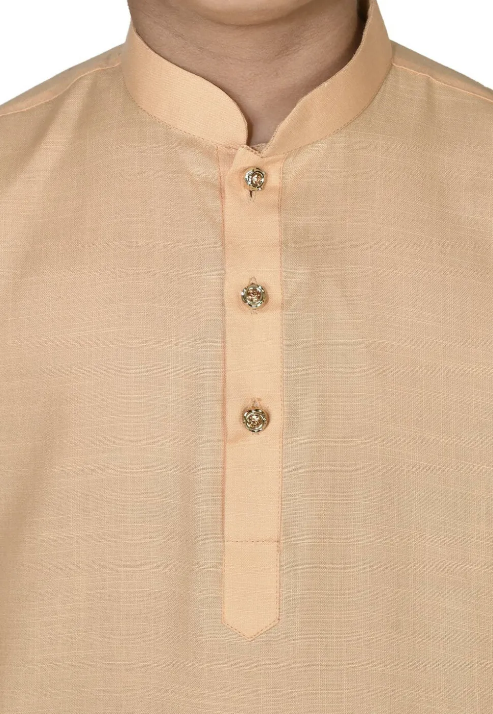 Solid Color Cotton Kurta in Beige