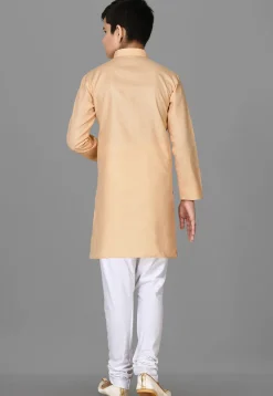 Solid Color Cotton Kurta in Beige