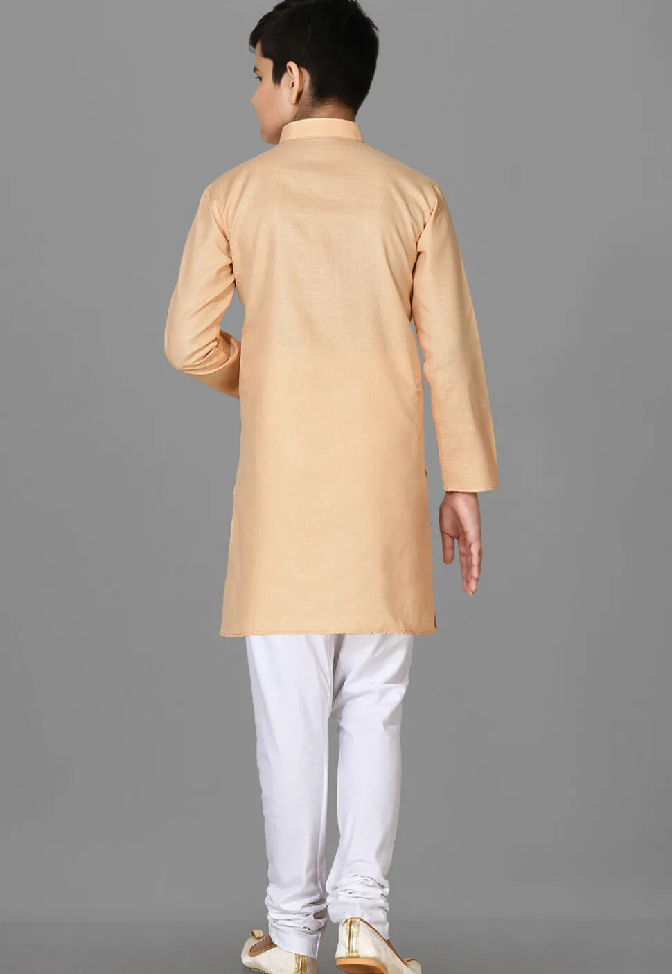 Solid Color Cotton Kurta in Beige
