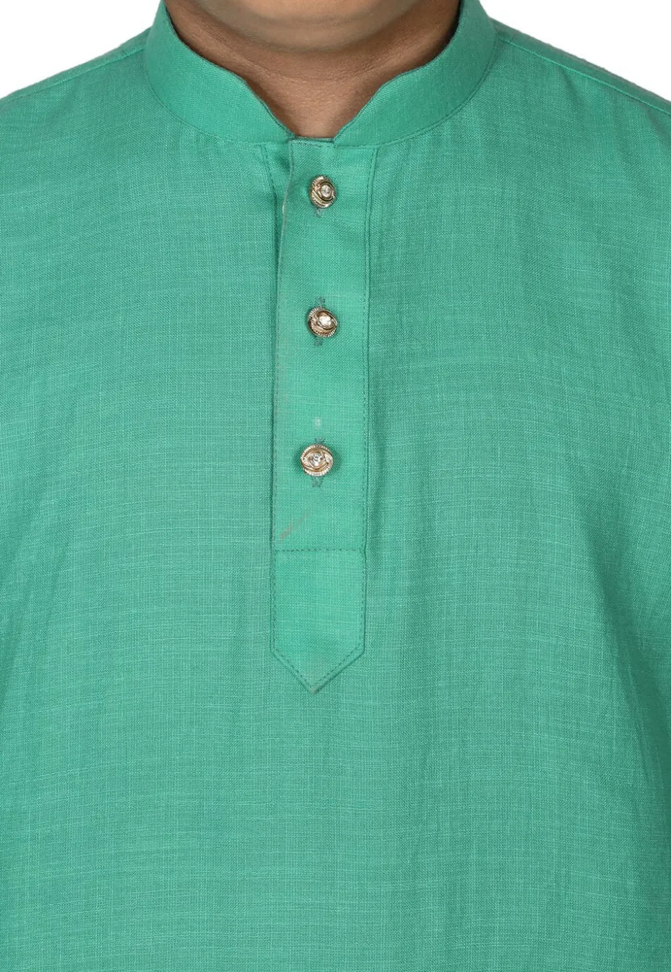 Solid Color Cotton Kurta in Light Teal Green