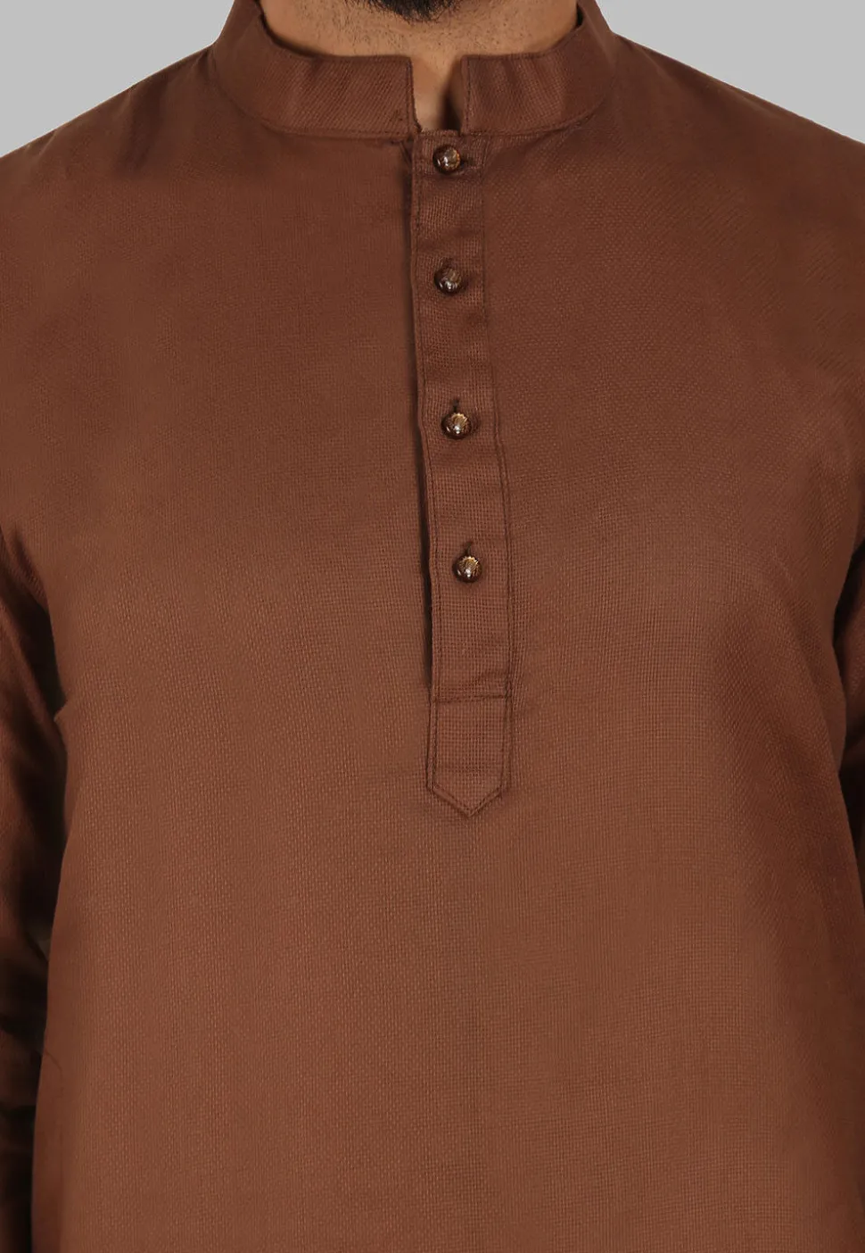 Solid Color Cotton Kurta in Brown