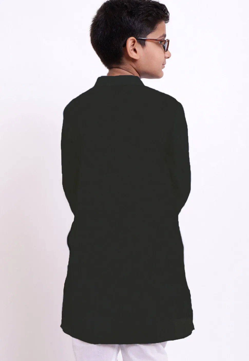 Solid Color Cotton Kurta in Black
