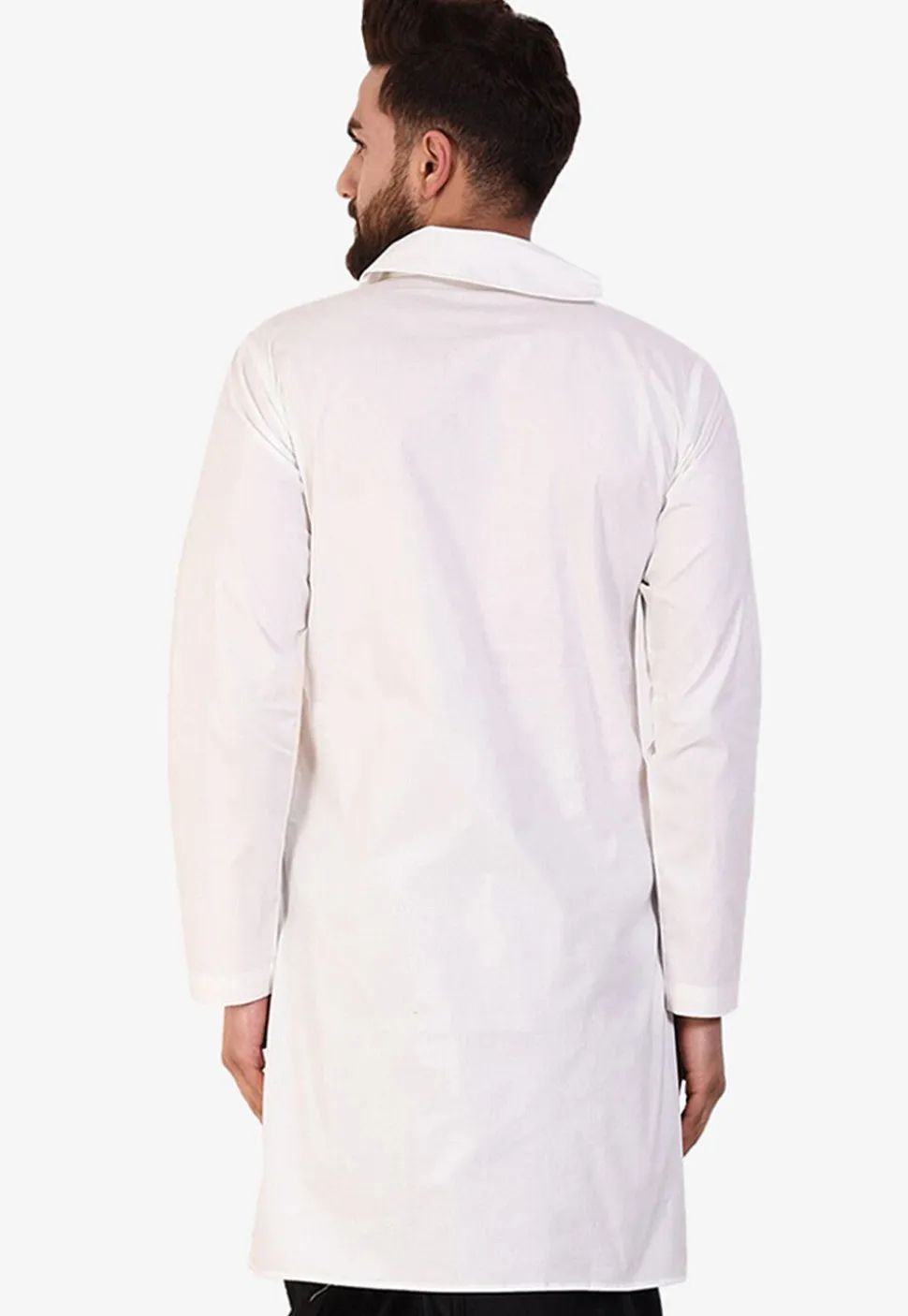 Solid Color Cotton Kurta in Off White