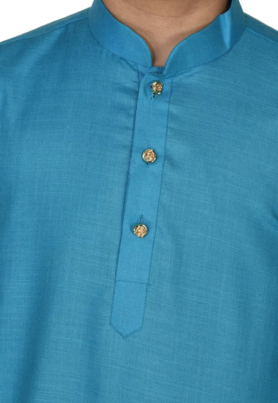 Solid Color Cotton Kurta in Blue