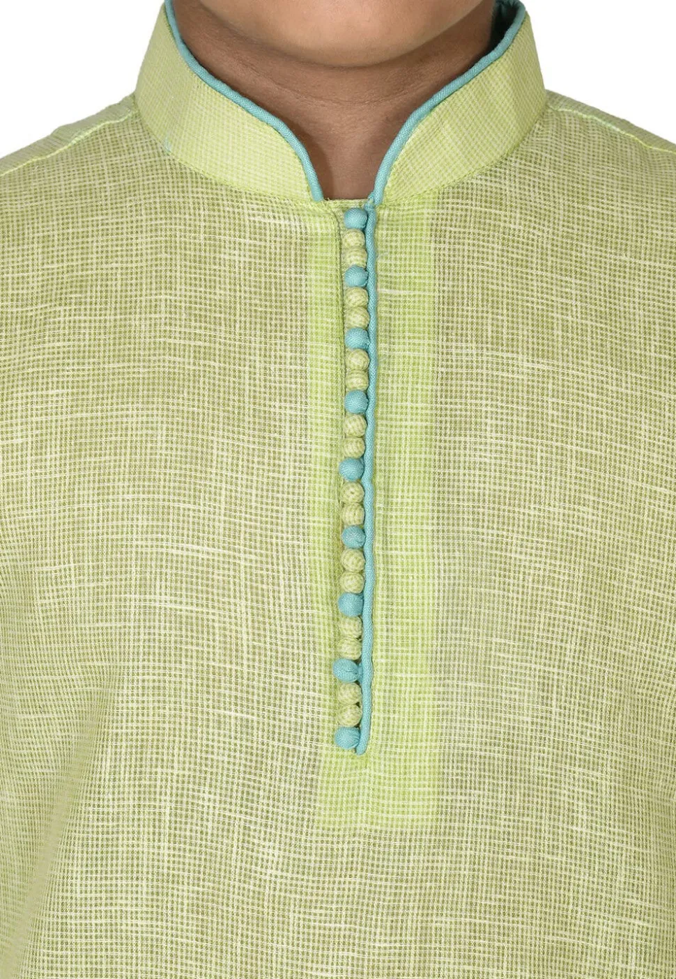 Solid Color Cotton Kurta in Light Green