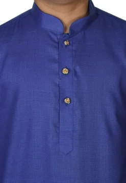 Solid Color Cotton Kurta Set in Royal Blue