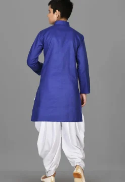 Solid Color Cotton Kurta Set in Royal Blue