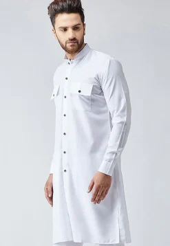 Solid Color Cotton Kurta in White