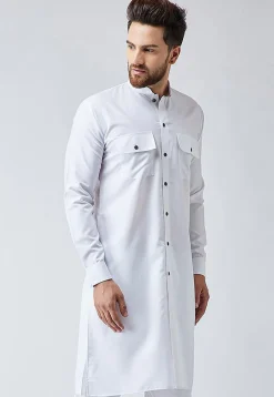 Solid Color Cotton Kurta in White