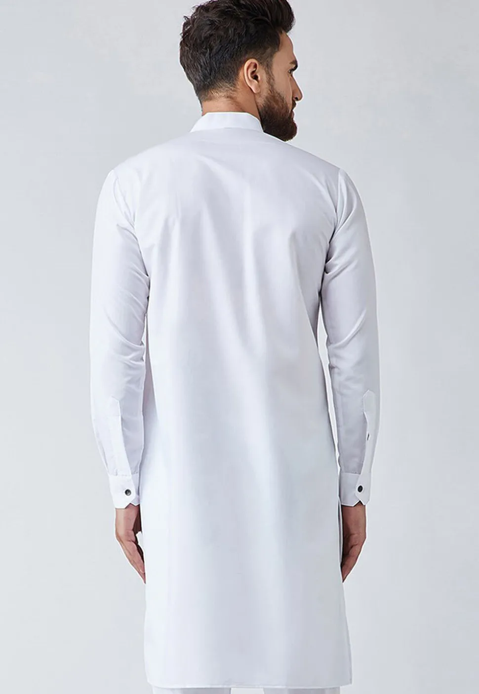 Solid Color Cotton Kurta in White