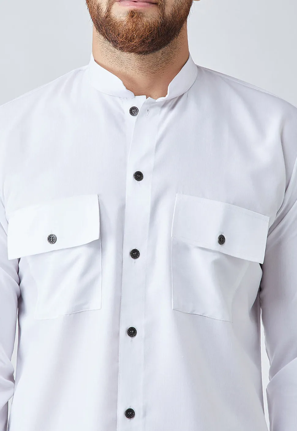 Solid Color Cotton Kurta in White