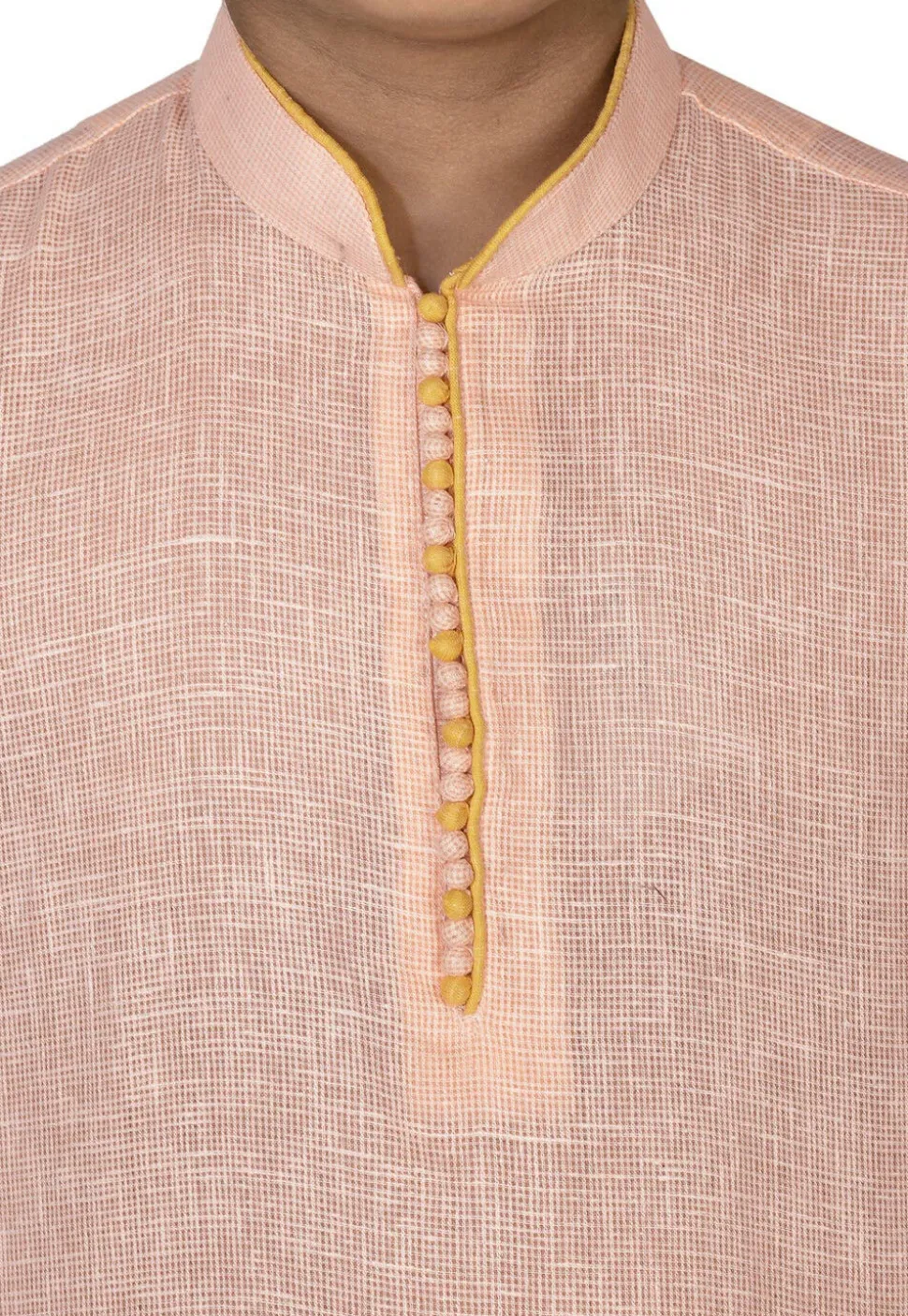 Solid Color Cotton Kurta in Peach