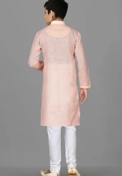 Solid Color Cotton Kurta in Peach