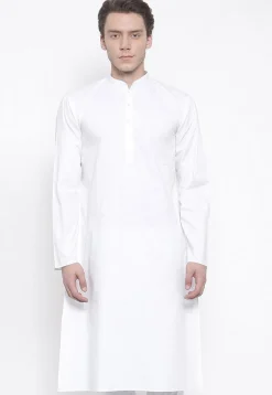 Solid Color Cotton Kurta in White