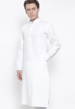 Solid Color Cotton Kurta in White
