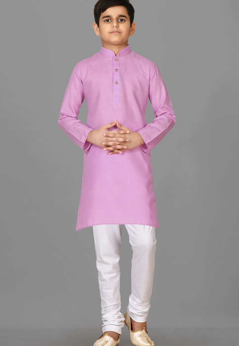 Solid Color Cotton Kurta in Pink
