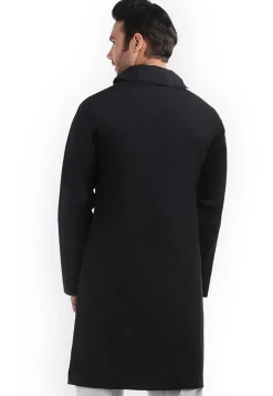 Solid Color Cotton Kurta in Black