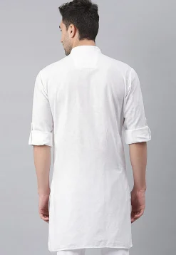 Solid Color Cotton Layered Kurta in White