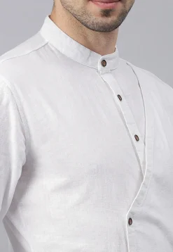 Solid Color Cotton Layered Kurta in White