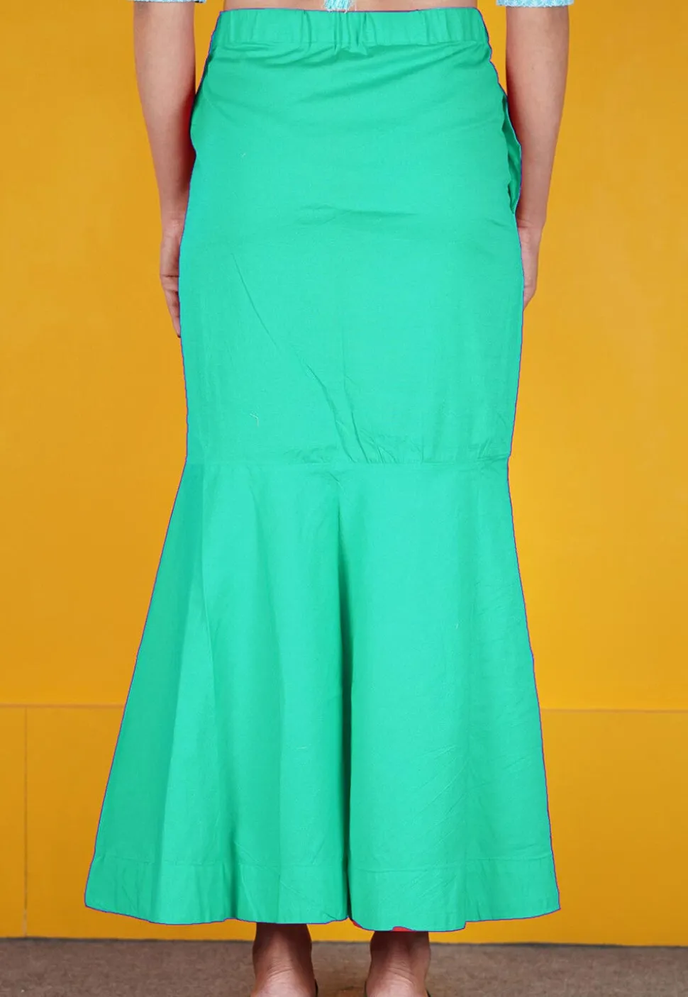 Solid Color Cotton Lycra Fish Cut Petticoat in Teal Green