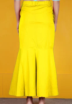 Solid Color Cotton Lycra Fish Cut Petticoat in Yellow