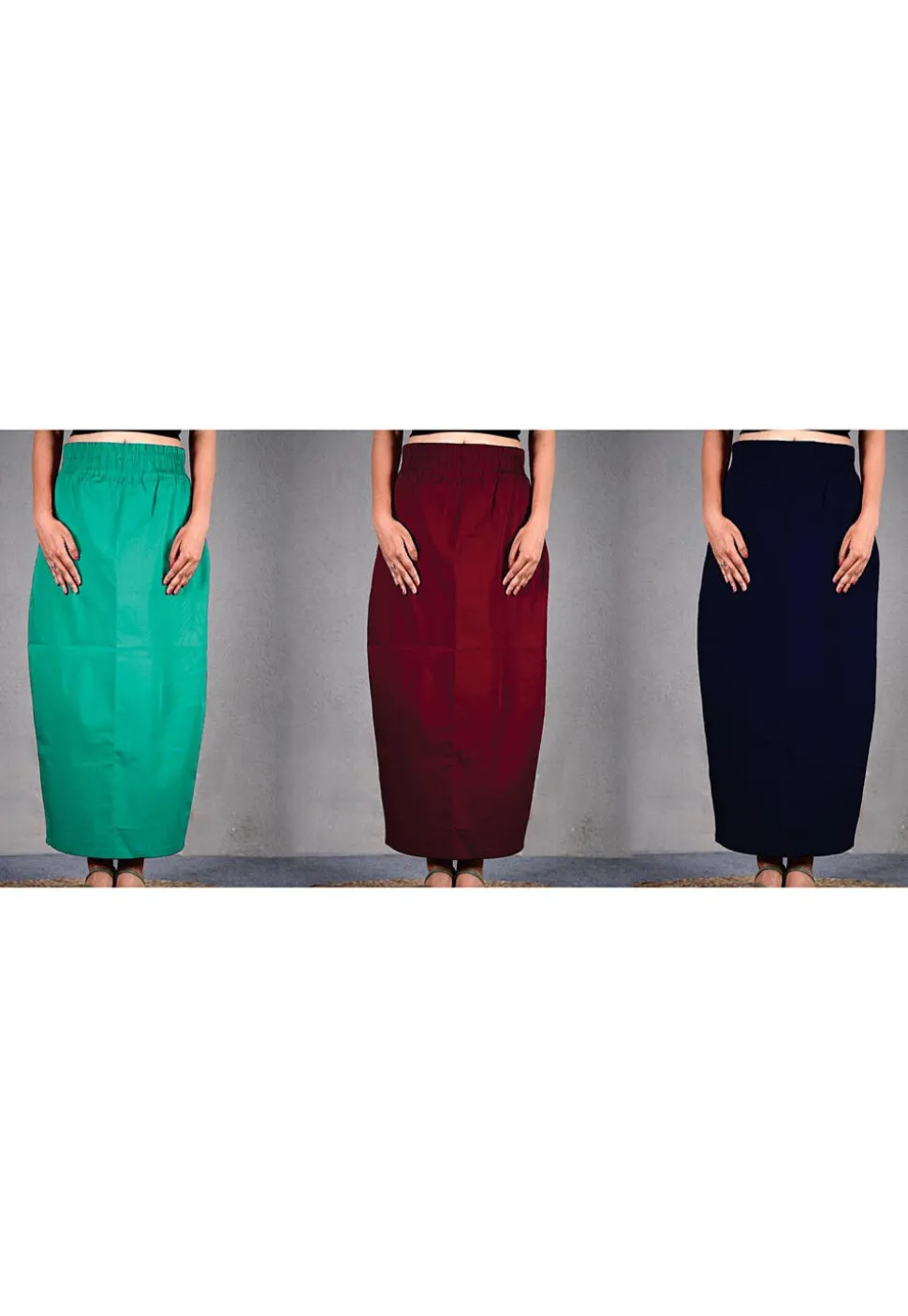 Solid Color Cotton Lycra Petticoat Combo Set in Multicolor