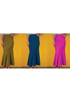 Solid Color Cotton Lycra Petticoat Combo Set in Multicolor