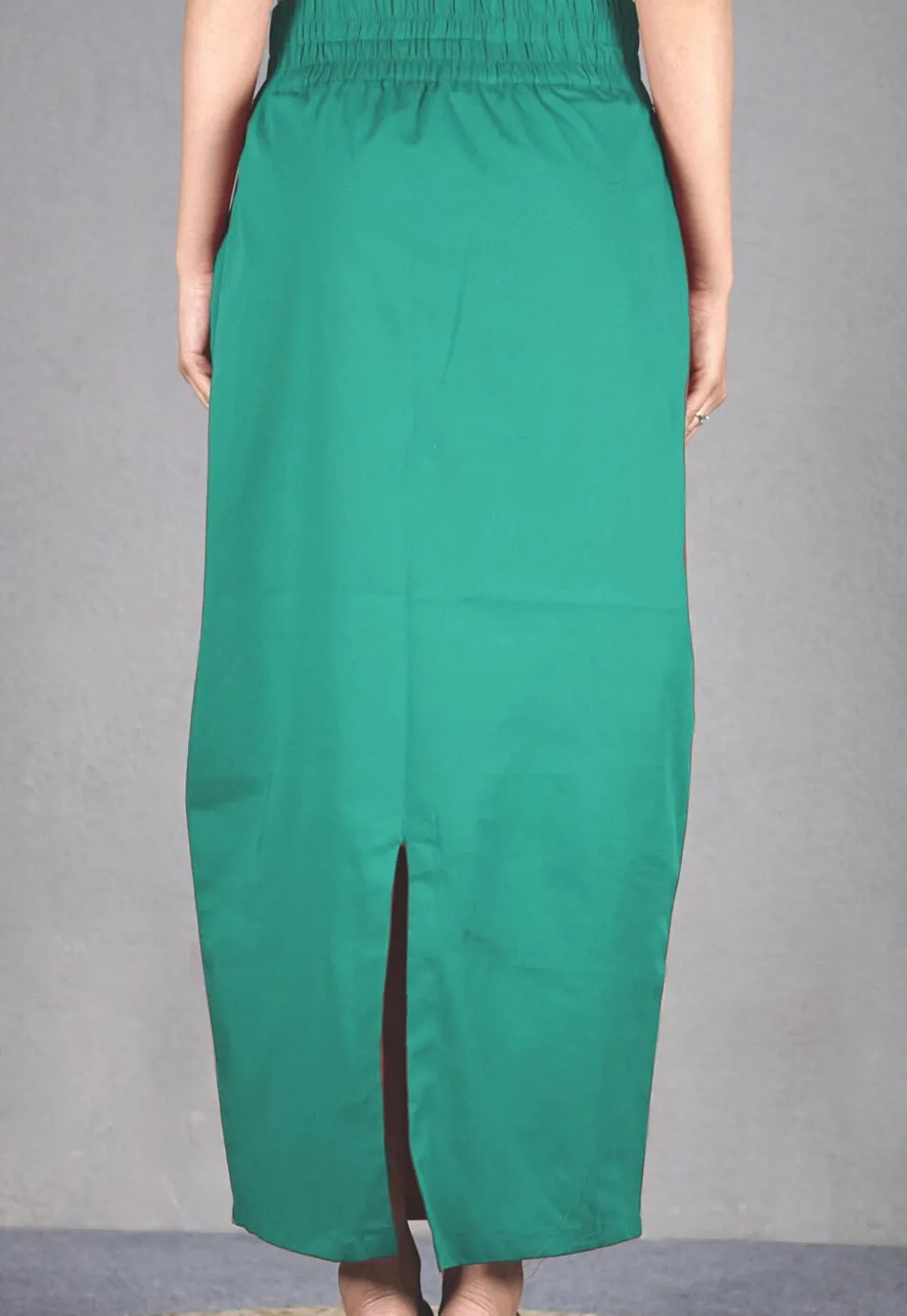 Solid Color Cotton Lycra Petticoat in Teal Green