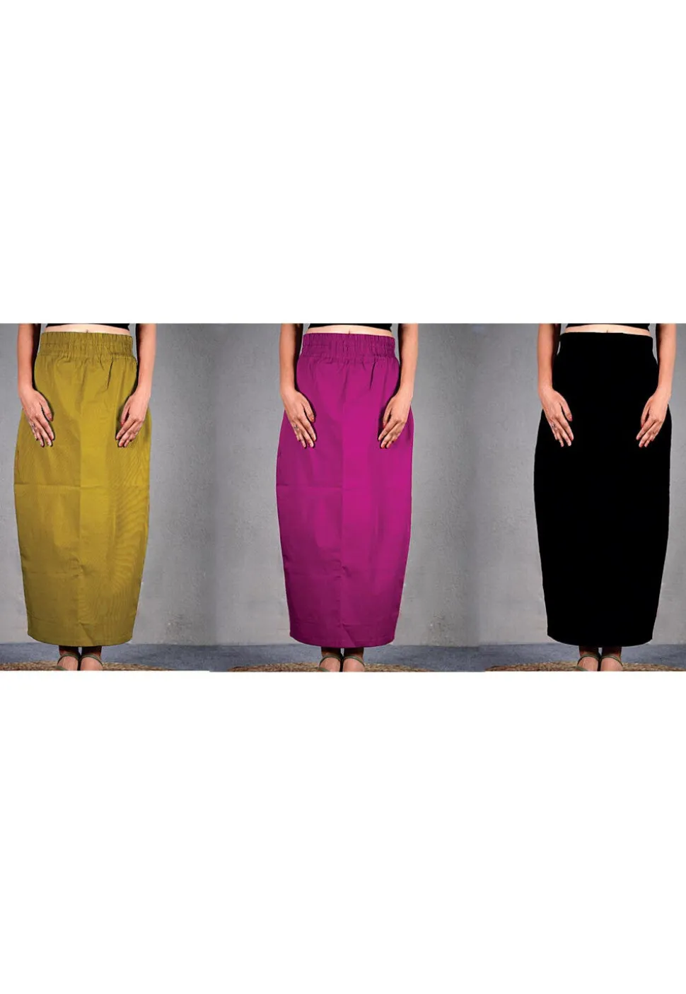 Solid Color Cotton Lycra Petticoat Combo Set in Multicolor