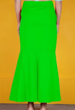 Solid Color Cotton Lycra Fish Cut Petticoat in Light Green